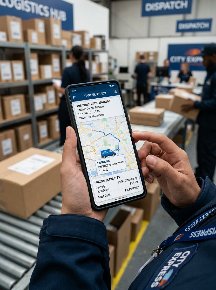 Real-time Price Tracking — live parcel tracking app with route and pricing estimates